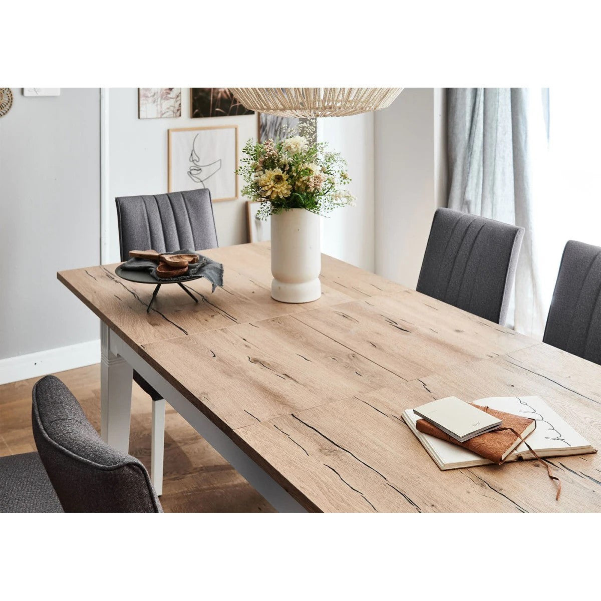 Masa Extensibila Tivoli Alb Si Natur, 140/185 X 82 X 77.5 Cm