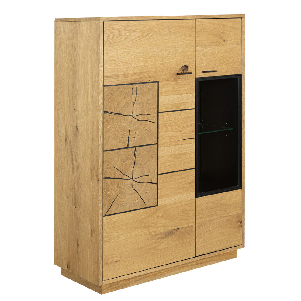 Comoda Bar Urbano Oak Cu 2 Usi, Stejar Rustic Si Negru, 87 Cm