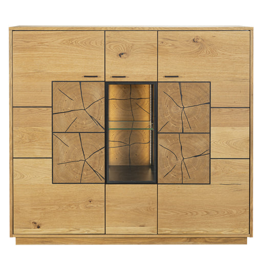Comoda Bar Urbano Oak Cu 3 Usi, Stejar Rustic Si Negru, 140 Cm