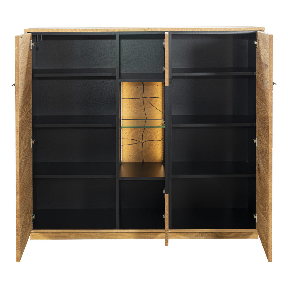 Comoda Bar Urbano Oak Cu 3 Usi, Stejar Rustic Si Negru, 140 Cm