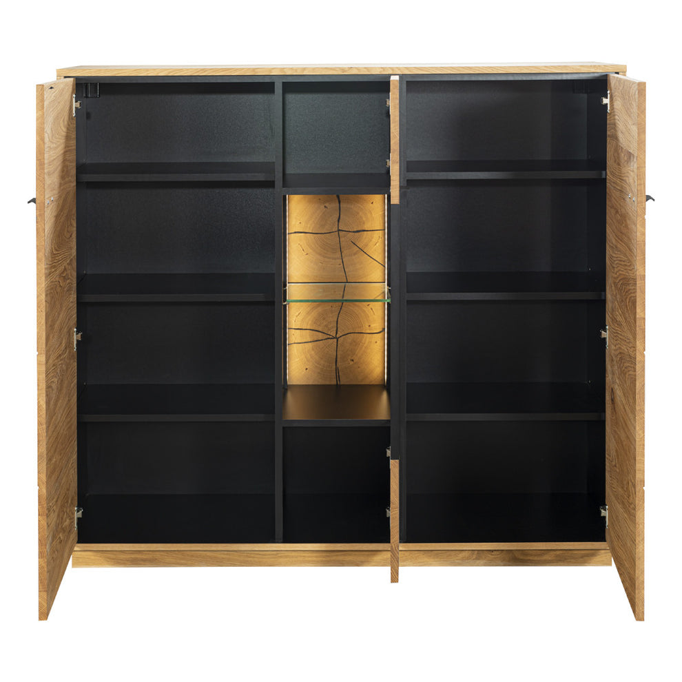 Comoda Bar Urbano Oak Cu 3 Usi, Stejar Rustic Si Negru, 140 Cm