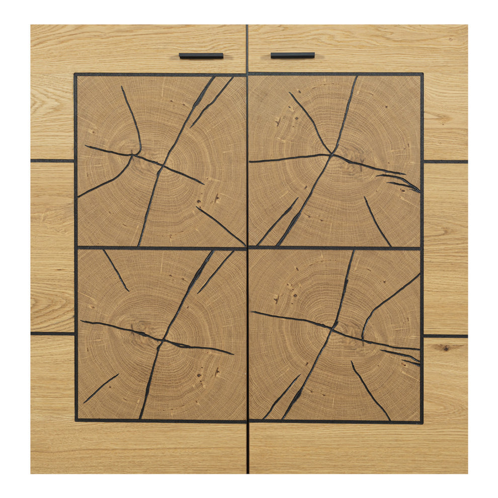 Comoda Bar Urbano Oak Cu 2 Usi, Stejar Rustic Si Negru, 110 Cm