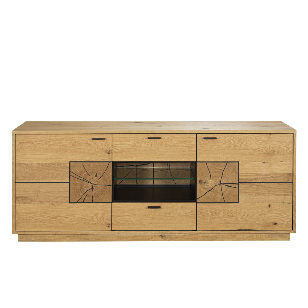 Comoda Tv Urbano Oak Cu 2 Usi Si 2 Sertare, Stejar Rustic Si Negru, 170 Cm