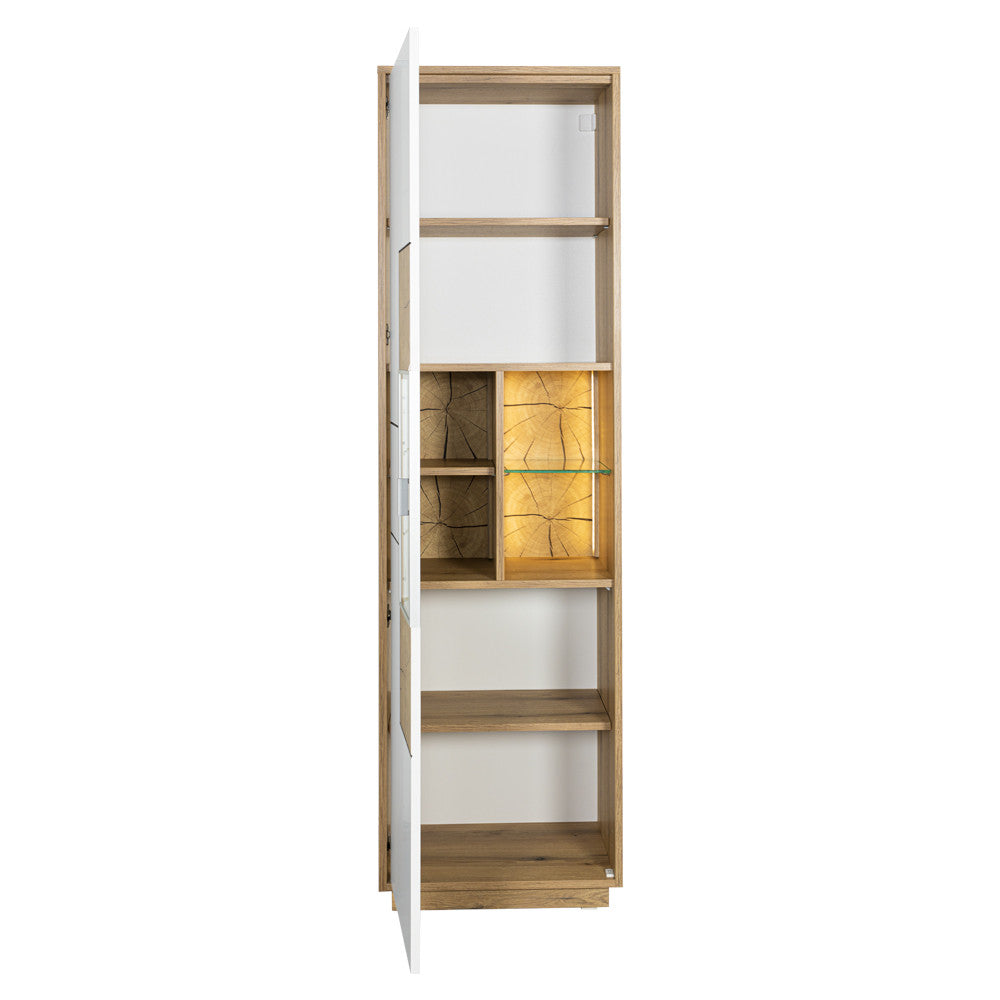 Vitrina Urbano White Cu 1 Usa Alb Si Natur, 54.5 Cm