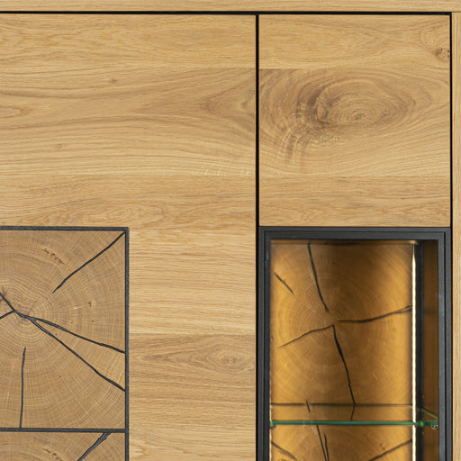 Vitrina Urbano Oak Cu 2 Usi, Stejar Rustic Si Negru, 85 Cm