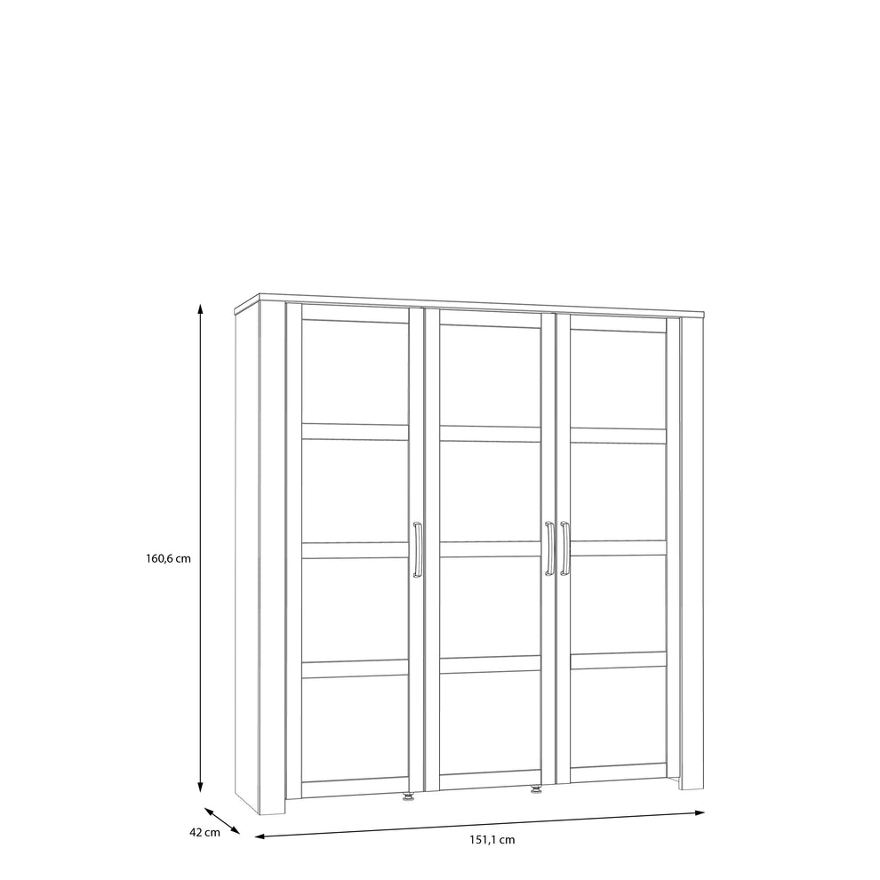 Vitrina Cu 3 Usi Behalf Stejar Riviera Si Stejar Gri, 151.1 Cm