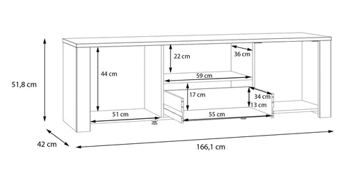 Comoda Tv Behalf Stejar Riviera Si Stejar Gri, 166.1 Cm