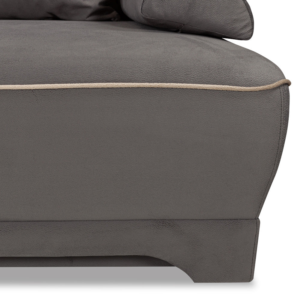 Canapea Extensibila Parma Cu Lada Gri Si Crem, 205 x 80 x 98 Cm