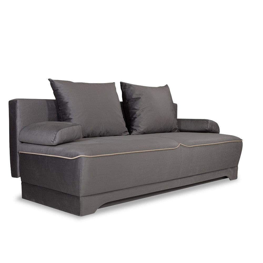 Canapea Extensibila Parma Cu Lada Gri Si Crem, 205 x 80 x 98 Cm