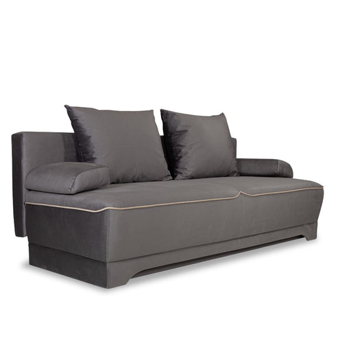 Canapea Extensibila Parma Cu Lada Gri Si Crem, 205 x 80 x 98 Cm