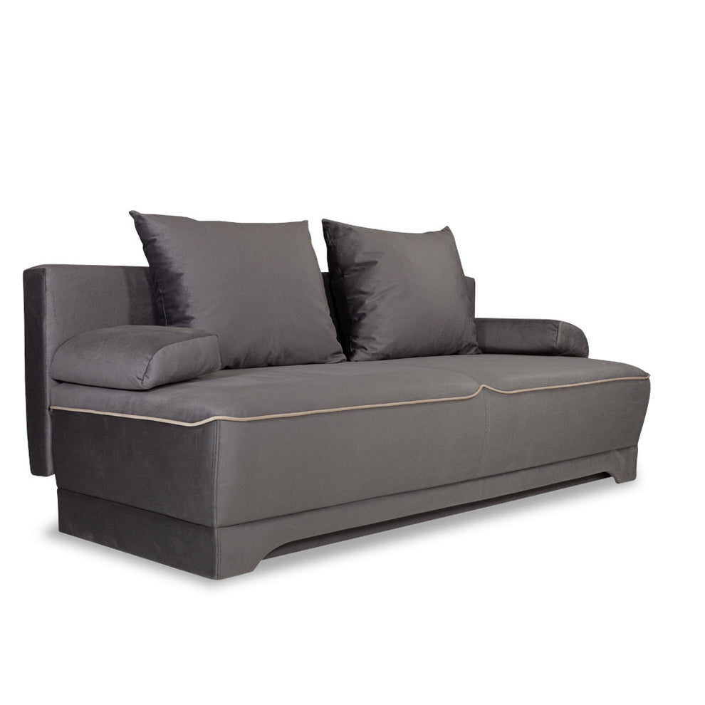 Canapea Extensibila Parma Cu Lada Gri Si Crem, 205 x 80 x 98 Cm