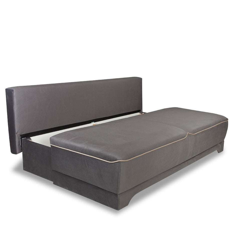 Canapea Extensibila Parma Cu Lada Gri Si Crem, 205 x 80 x 98 Cm