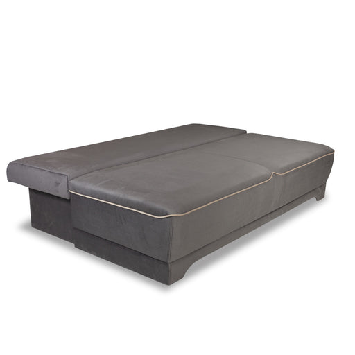 Canapea Extensibila Parma Cu Lada Gri Si Crem, 205 x 80 x 98 Cm