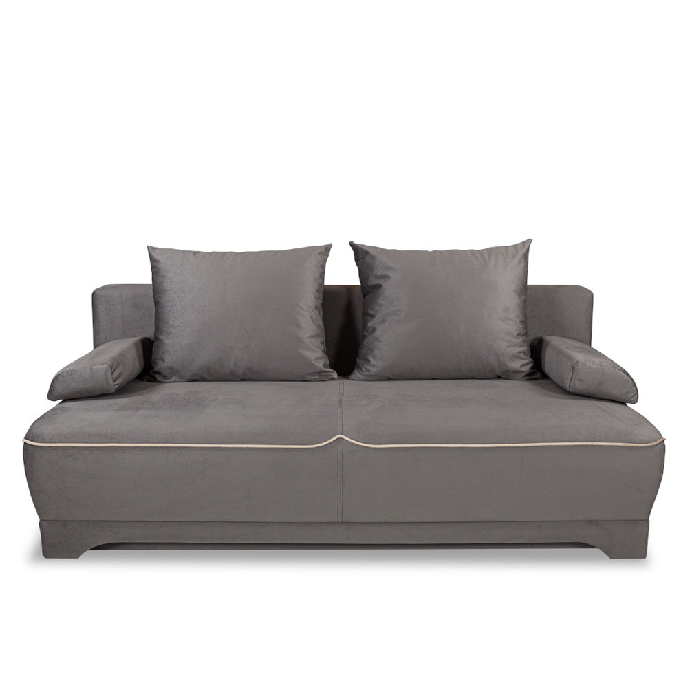 Canapea Extensibila Parma Cu Lada Gri Si Crem, 205 x 80 x 98 Cm