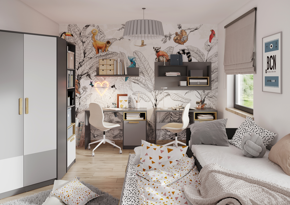 Polita Poka, Grafit Si Fag Ibsen Si Gri Deschis, 90 Cm