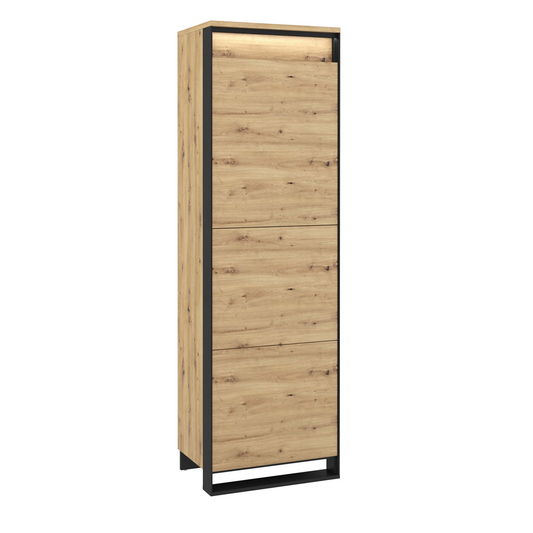 Dulap Vant Cu Led Cu 1 Usa, 5 Polite, Stejar Artizan Si Negru, 60 Cm