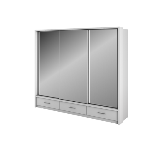Dulap Martin Cu Iluminare Cu 3 Usi Si 3 Sertare, Alb, 250 Cm