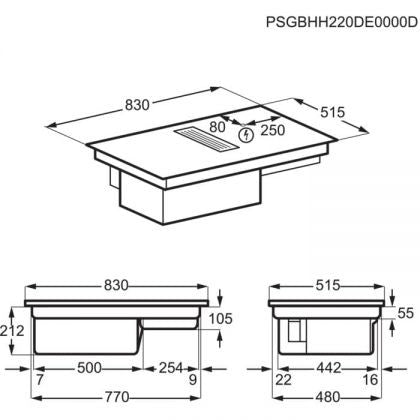 Plita Inductie Cu Hota Integrata AEG CCE84779FB, ComboHob FlexiBridge, Booster (4 Zone), 83 Cm