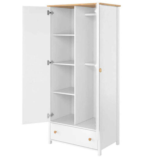 Dulap Cu 2 Usi Si 1 Sertar, Alb Si Natur, 85 Cm