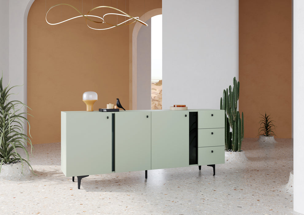 Comoda Cato Cu 3 Usi Si 3 Sertare, Verde Salvie, 200Cm