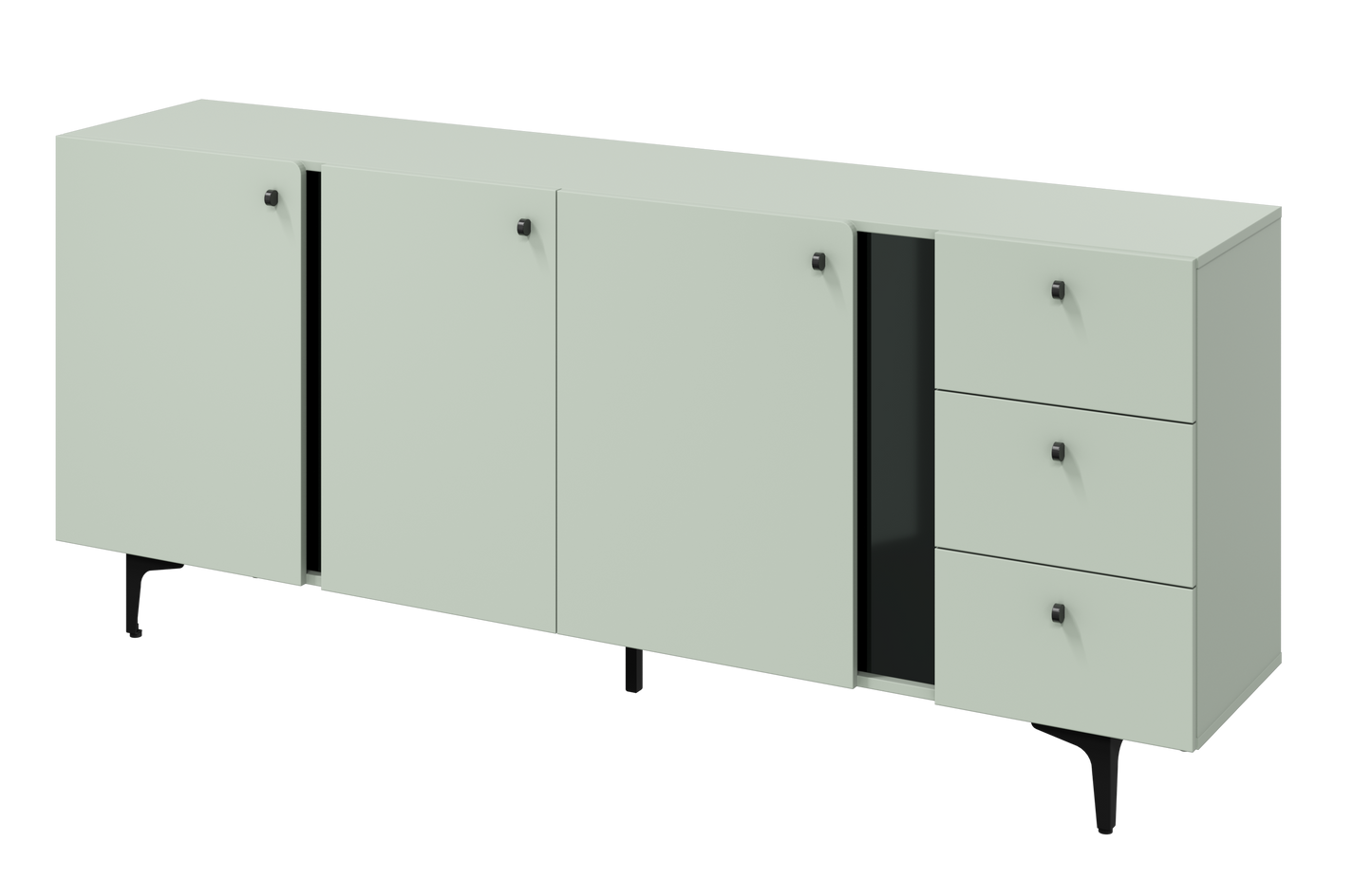 Comoda Cato Cu 3 Usi Si 3 Sertare, Verde Salvie, 200Cm