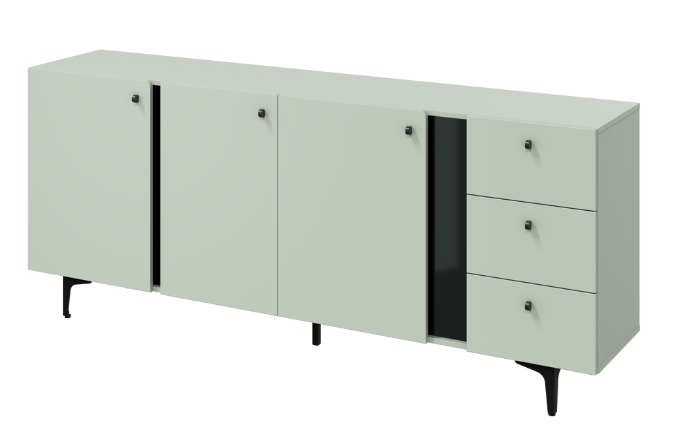 Comoda Cato Cu 3 Usi Si 3 Sertare, Verde Salvie, 200Cm