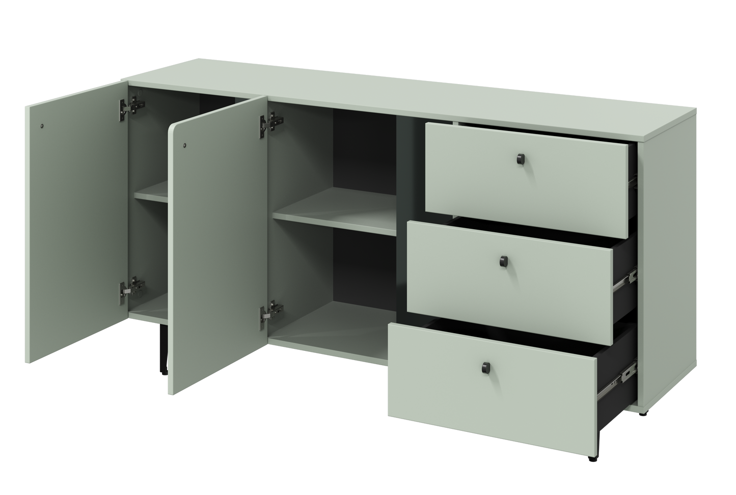 Comoda Cato Cu 2 Usi Si 3 Sertare, Verde Salvie, 160 Cm