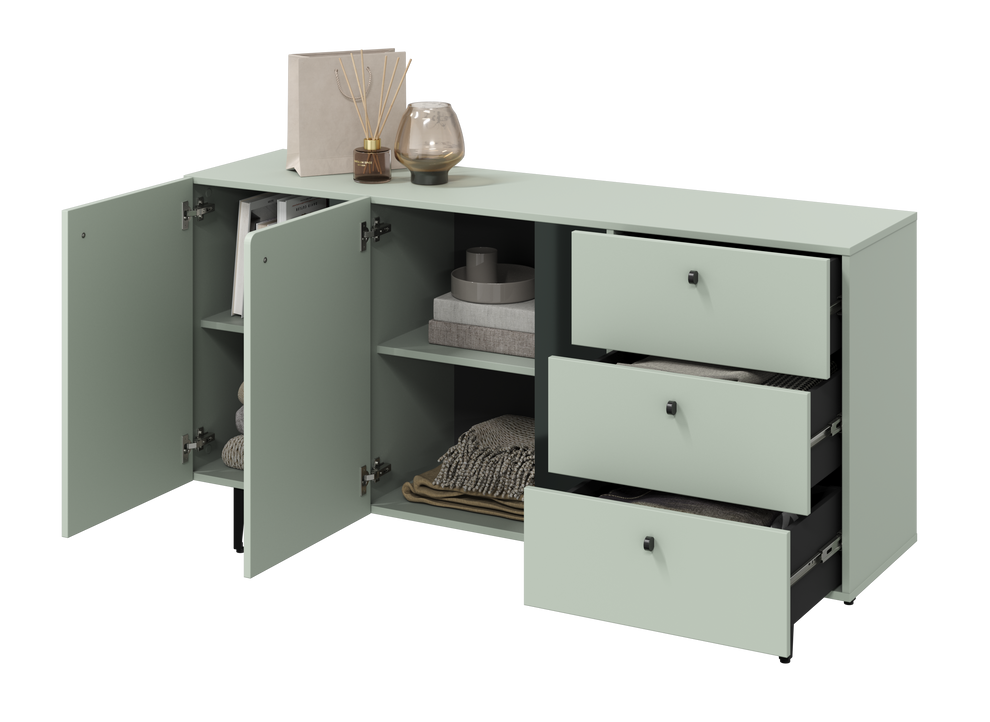 Comoda Cato Cu 2 Usi Si 3 Sertare, Verde Salvie, 160 Cm