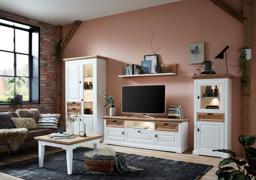 Comoda Tv Tivoli Cu 3 Usi Si 2 Sertare Alb Si Natur, 188.5 Cm