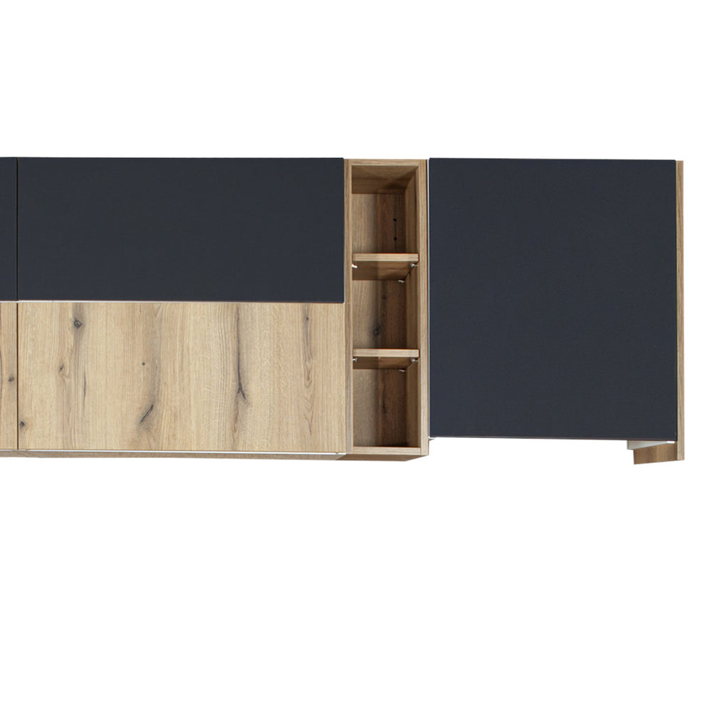 Bucatarie Evo Gri Antracit Si Natur, Front Mdf Lucios, 247.6 X 223 X 60 Cm