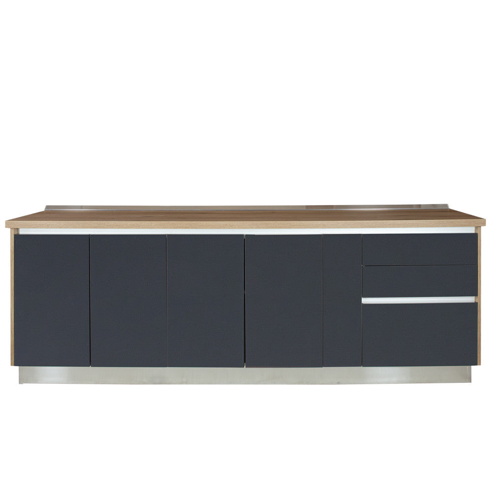 Bucatarie Evo Gri Antracit Si Natur, Front Mdf Lucios, 247.6 X 223 X 60 Cm