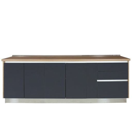 Bucatarie Evo Gri Antracit Si Natur, Front Mdf Lucios, 247.6 X 223 X 60 Cm