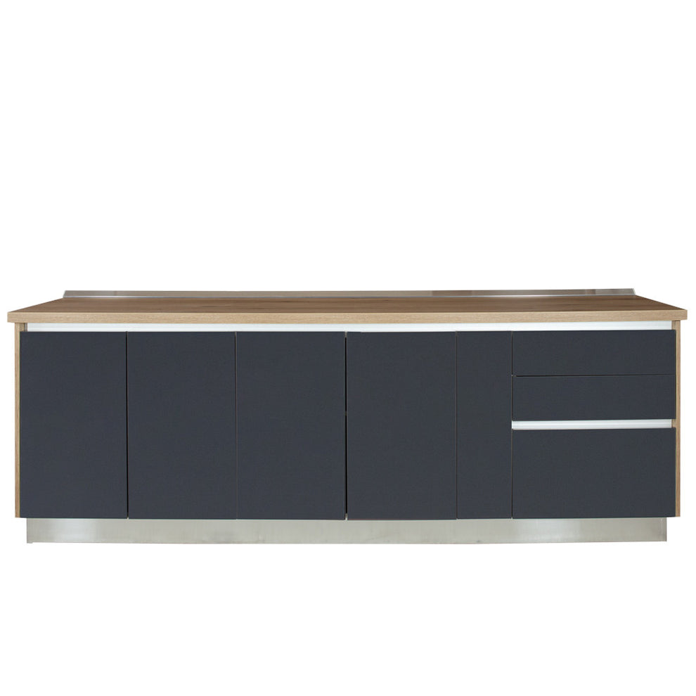 Bucatarie Evo Gri Antracit Si Natur, Front Mdf Lucios, 247.6 X 223 X 60 Cm