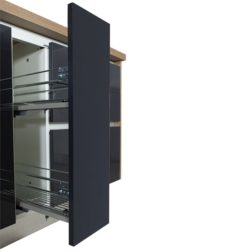 Bucatarie Evo Gri Antracit Si Natur, Front Mdf Lucios, 247.6 X 223 X 60 Cm