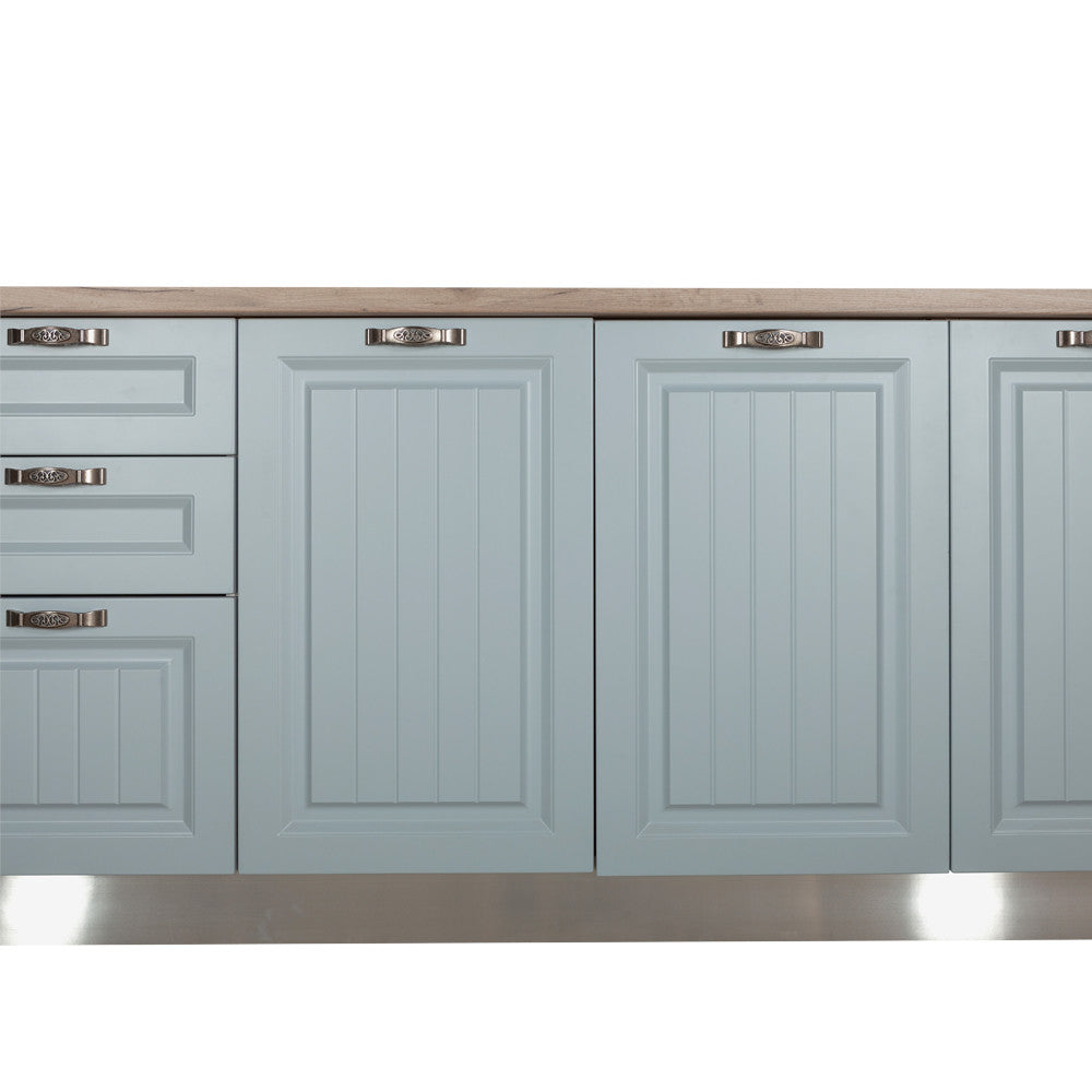 Bucatarie Malta Albastru Si Natur, Front Mdf Vopsit, 287 X 220 X 60 Cm
