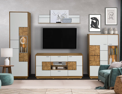 Set Living Urbano White Cu Polita, 285 cm