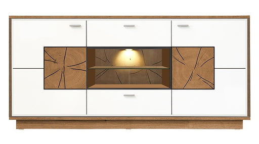 Comoda Urbano White Cu 2 Usi, 2 Sertare Si 1 Nisa Alb Si Natur, 170 Cm
