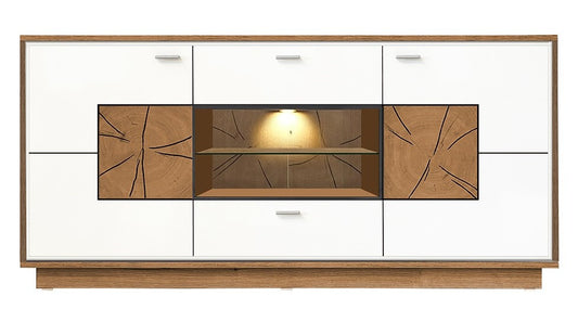 Comoda Urbano White Cu 2 Usi, 2 Sertare Si 1 Nisa Alb Si Natur, 170 Cm