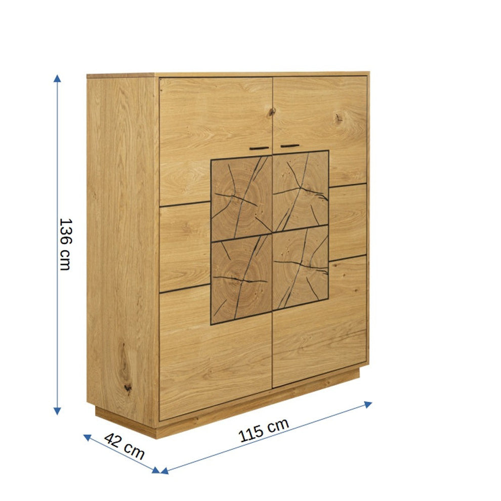 Comoda Bar Urbano Oak Cu 2 Usi, Stejar Rustic Si Negru, 110 Cm