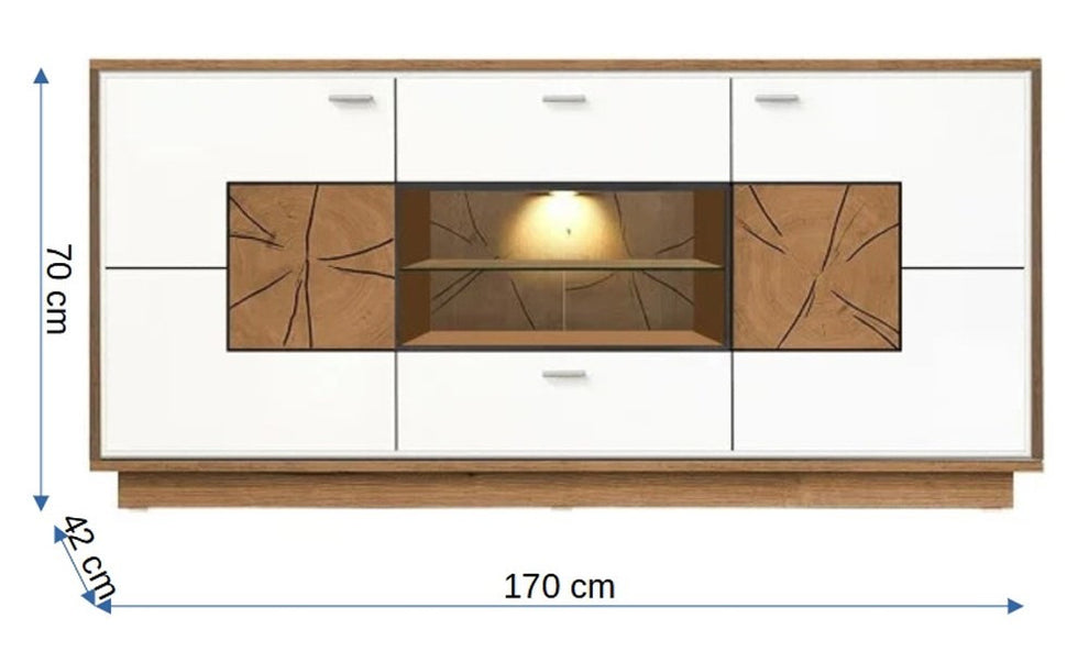 Comoda Urbano White Cu 2 Usi, 2 Sertare Si 1 Nisa Alb Si Natur, 170 Cm