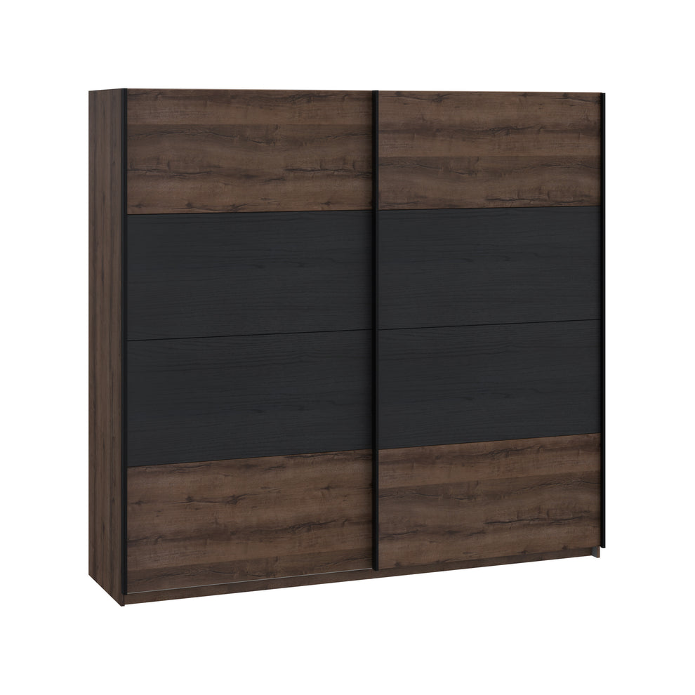 Dulap Rimrock Stejar Pamantiu Si Stejar Negru, 220 Cm
