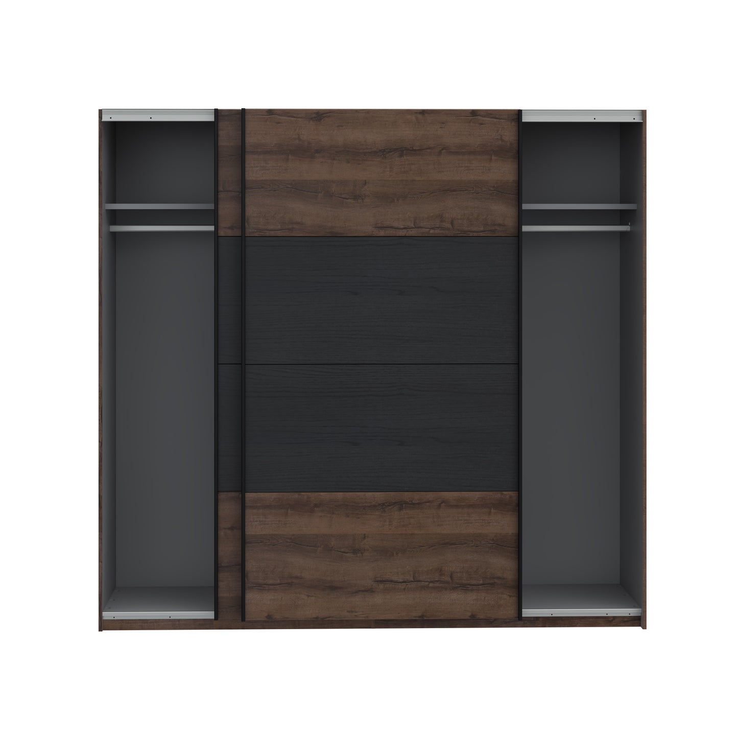 Dulap Rimrock Stejar Pamantiu Si Stejar Negru, 220 Cm