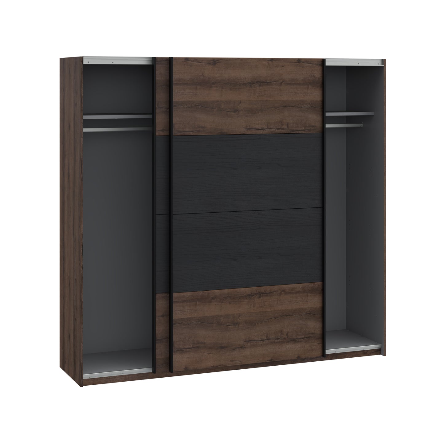 Dulap Rimrock Stejar Pamantiu Si Stejar Negru, 220 Cm