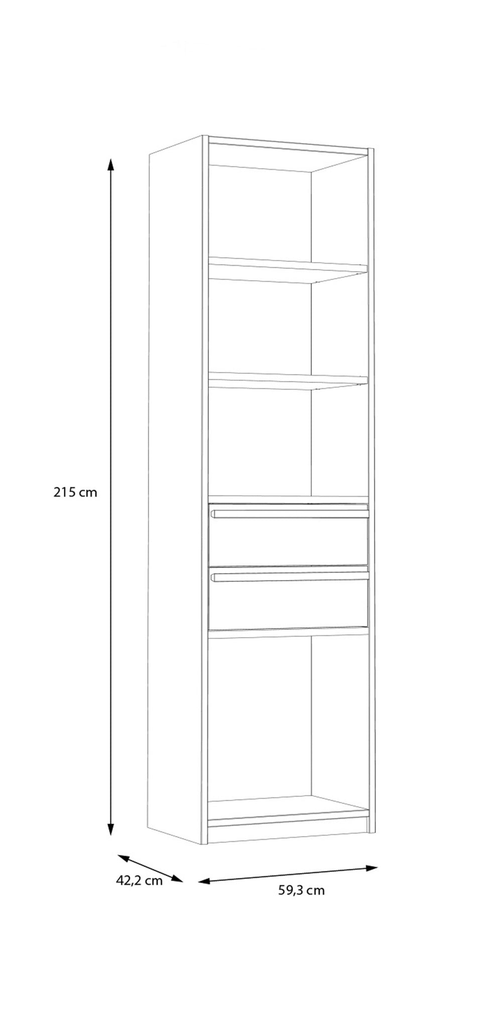 Biblioteca Cu 2 Sertare Smartway, 59 Cm