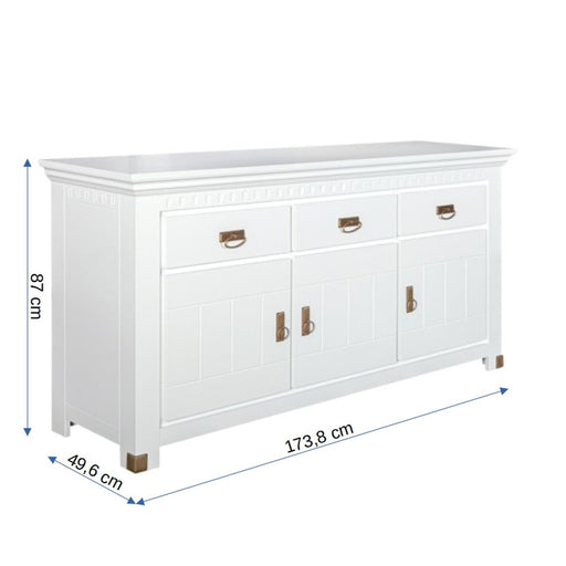 Bufet Saint Tropez, 3 Usi si 3 Sertare, Vopsit Alb, 173.8 Cm