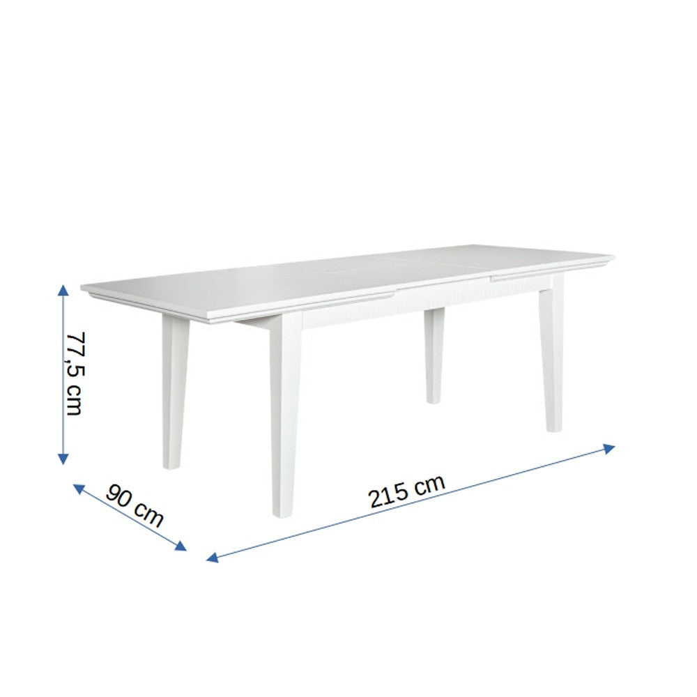 Masa Extensibila Saint Tropez, Vopsit Alb, 160/215 x 90 x 77.5 Cm