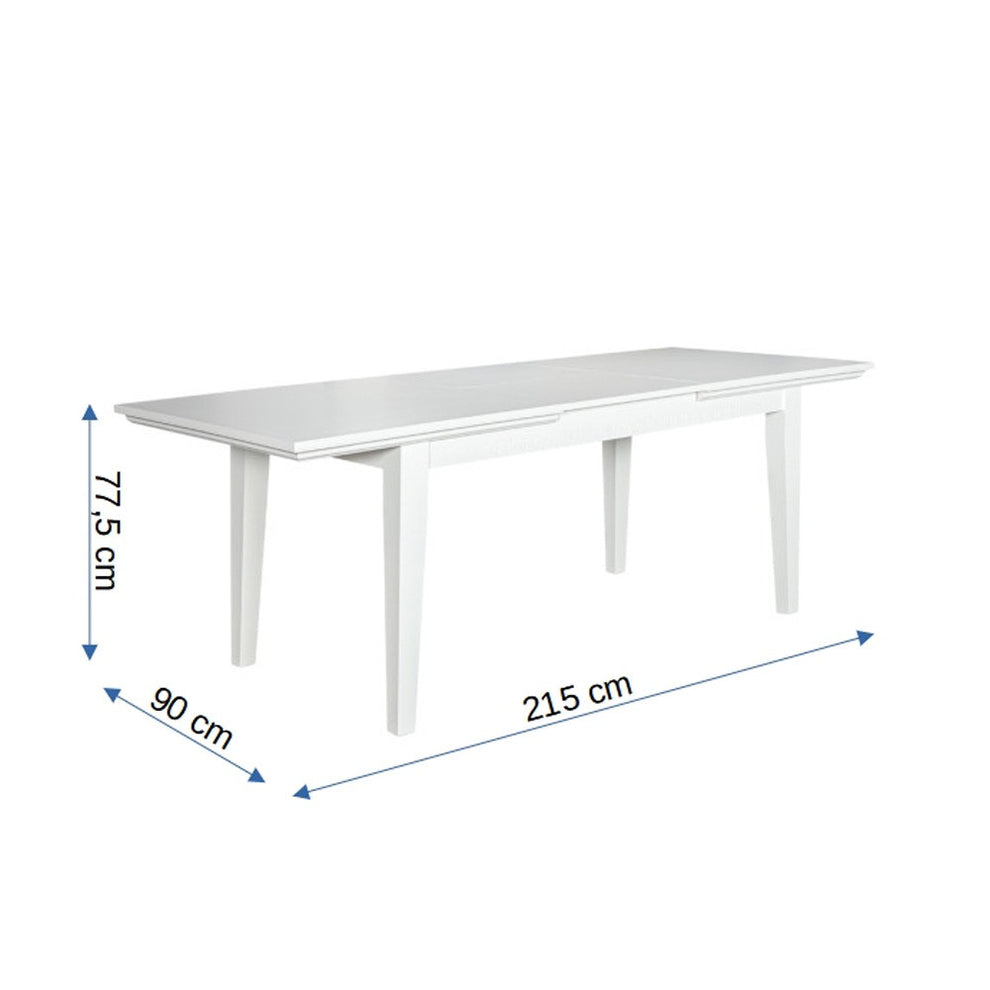 Masa Extensibila Saint Tropez, Vopsit Alb, 160/215 x 90 x 77.5 Cm