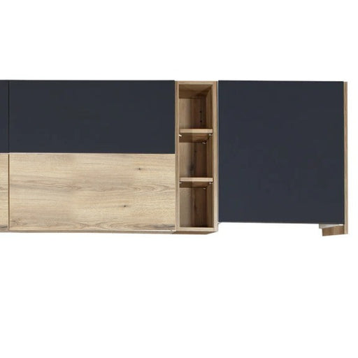 Bucatarie Evo Gri Antracit Si Natur, Front Mdf Lucios, 247.6 X 223 X 60 Cm