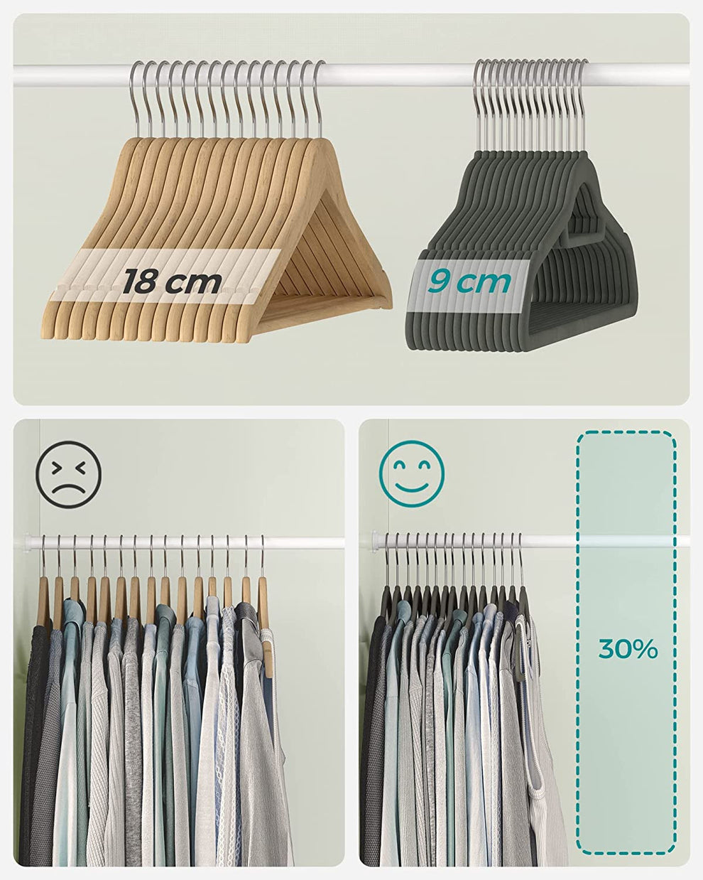 Set De 20 De Umerase Din Catifea, Gri, 43.5 Cm