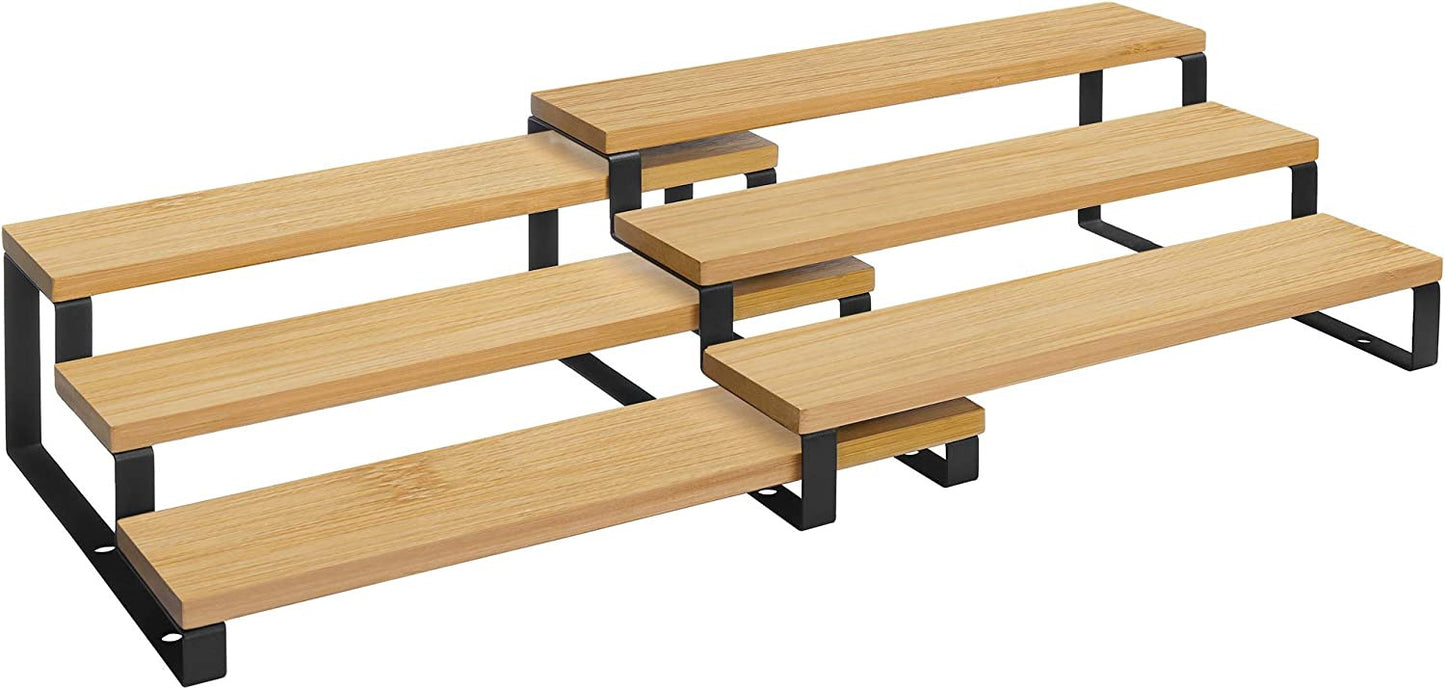 Suport Extensibil Din Bambus Pentru Condimente, Natur Si Negru, 32 Cm